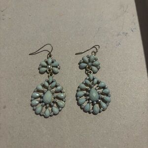Elegant Gold and Blue Floral Earrings